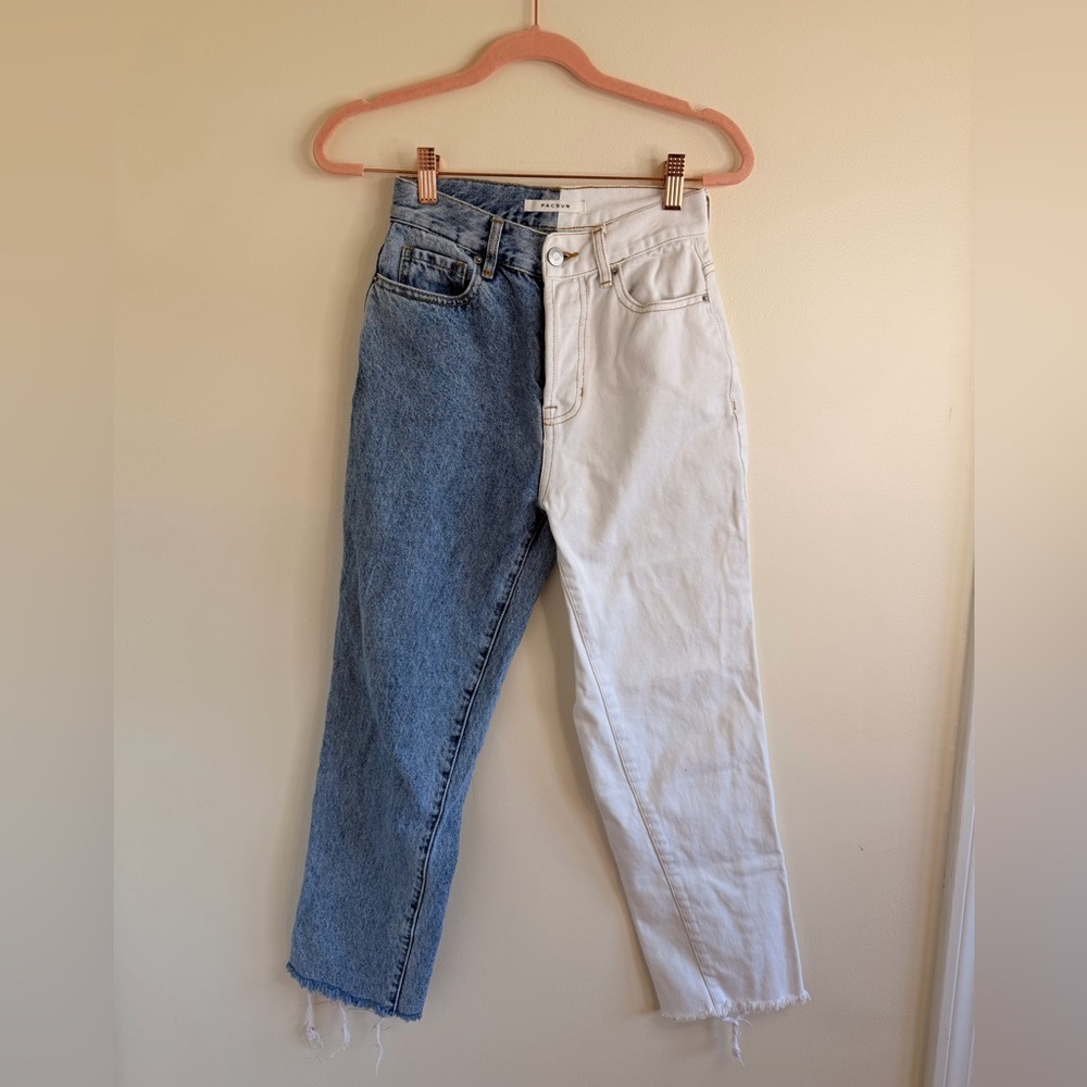 PacSun Blue and White Straight Leg Jeans